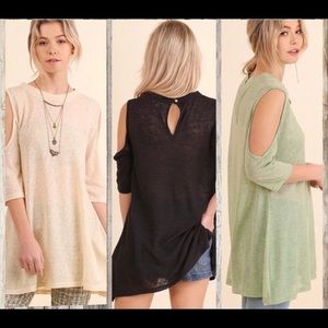 Natural Cold shoulder & keyhole back tunic, Medium